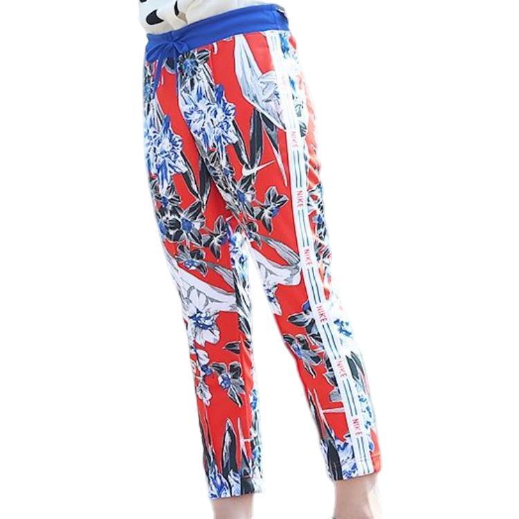 Nike Floral Print Drawstring Elastic Long Pants Women Bottoms Red AR2204-892