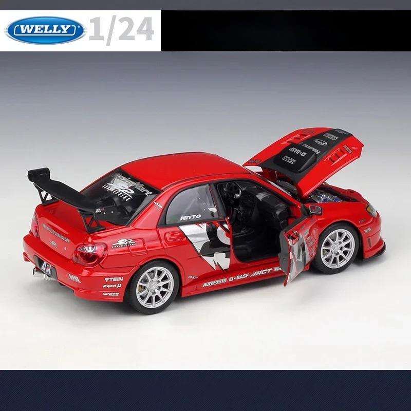 Welly 1/24 Subaru Impreza APR Alloy Track Racing Car Model Diecast Metal Sports Car Vehicles Model High Simulation Kids Toy Gift