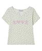 AWESOME STUDIO Flower Pattern Love T-Shirt Light Beige