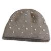 New Sweet and Cute Pearl Woolen Hat Autumn and Winter Face Showing Small Knitted Cold Proof Baotou Hat Photo Hat