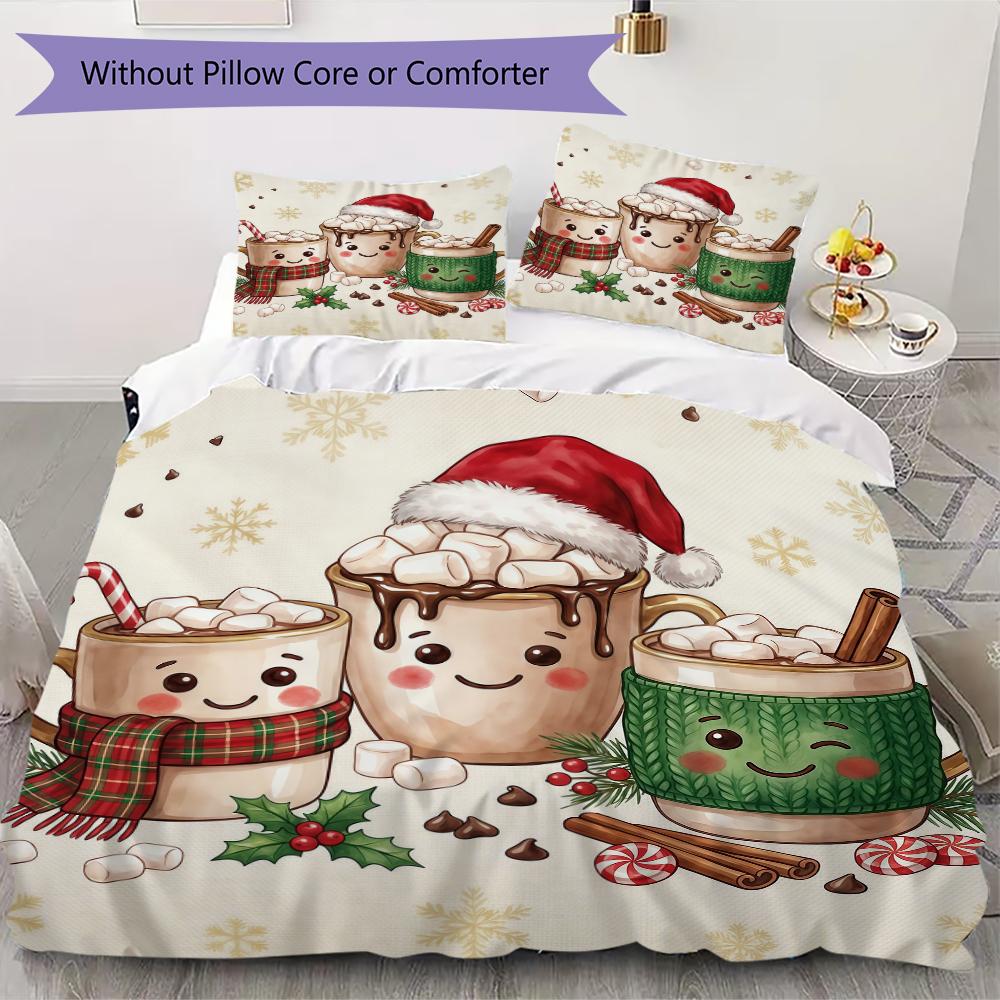 Stockings Ornaments Pattern Bedding uilt Set uilt Cover Pillowcase Home Decoration Birthday Gift (1 * duvet cover + 2 * pillowcase without core)_XIA