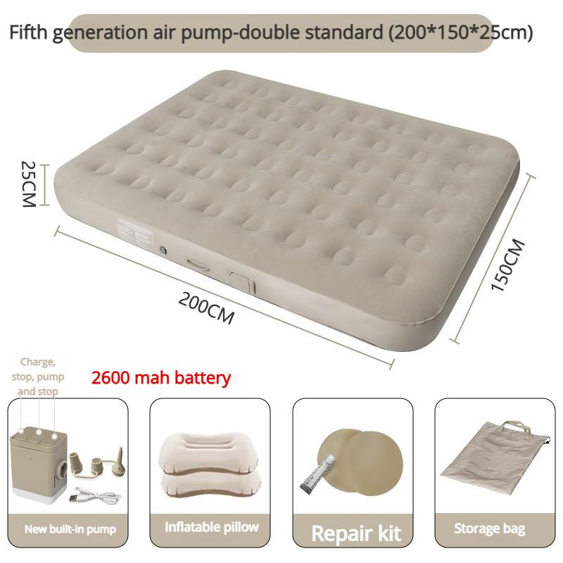 PVC Inflatable Bed Elevated and Thickened Plush Automatic Air Mattress for Home Use Double-person Air Bed Foldable Nap Mattress