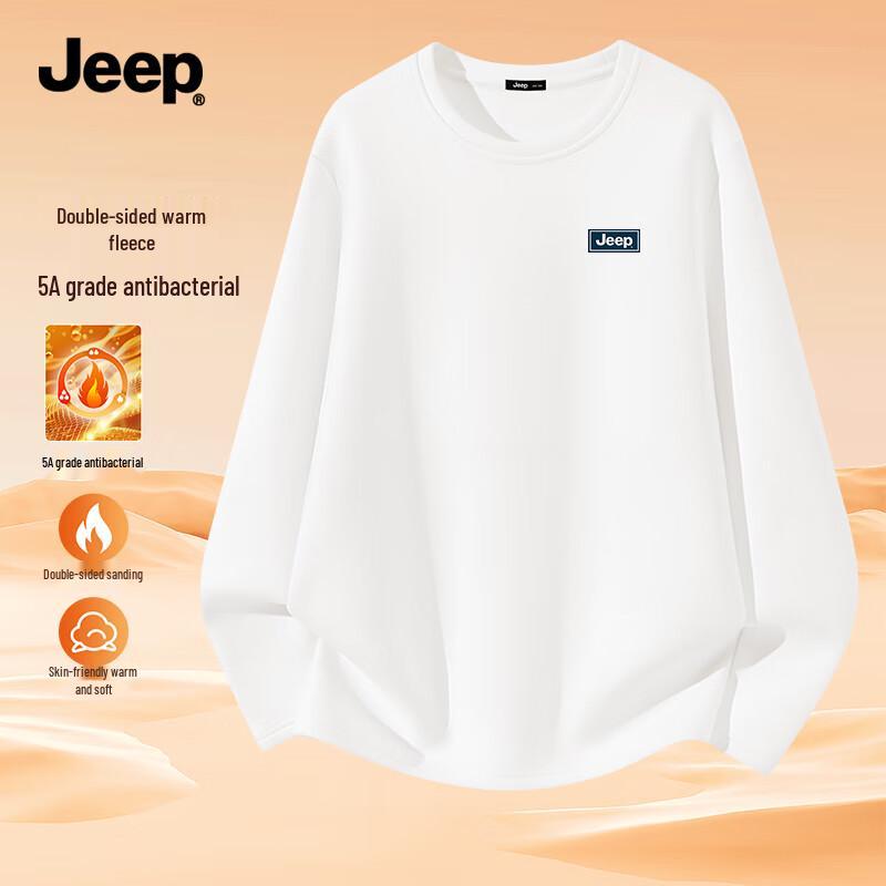 JEEP Men's Fleece-Lined Thermal Round Neck Long Sleeve T-Shirt