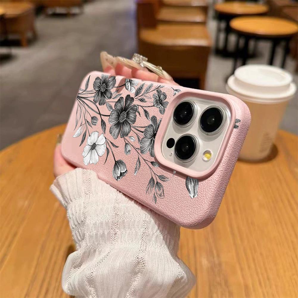 Black Flower Sketch Drawing Phone Case for Xiaomi Redmi Note 14 13 12 10 11 9 8 / Redmi A1 A3 A5 Shockproof Anti-Scratch Cover