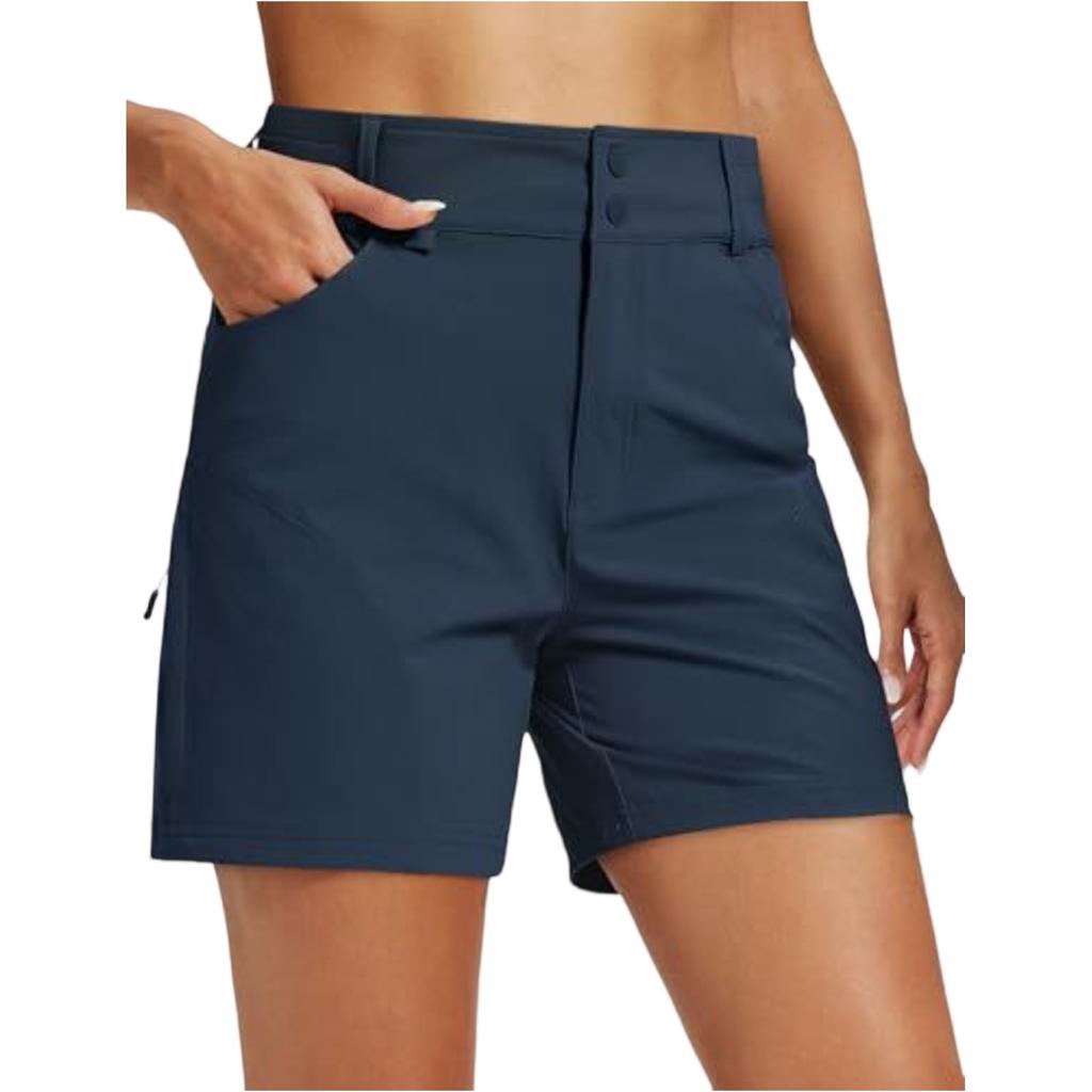 Leichte Wasserdichte Sportshorts für Damen mit Taschen Schnelltrocknendes Atmungsaktives Gewebe Bequeme Passform Outdoor-Sport Freizeitkleidung