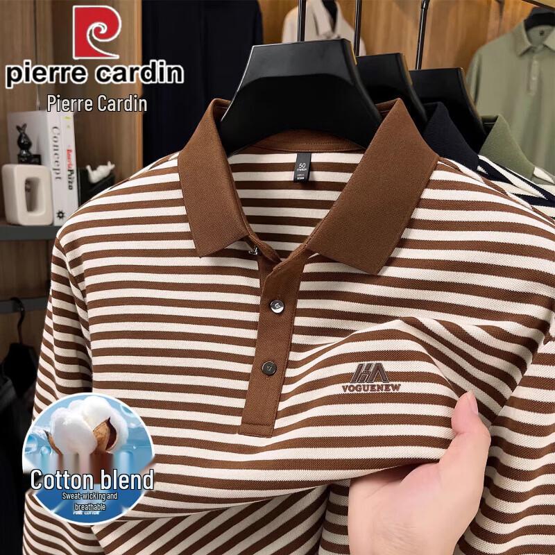 

Pierre Cardin Men s Striped Long Sleeve Polo Shirt M