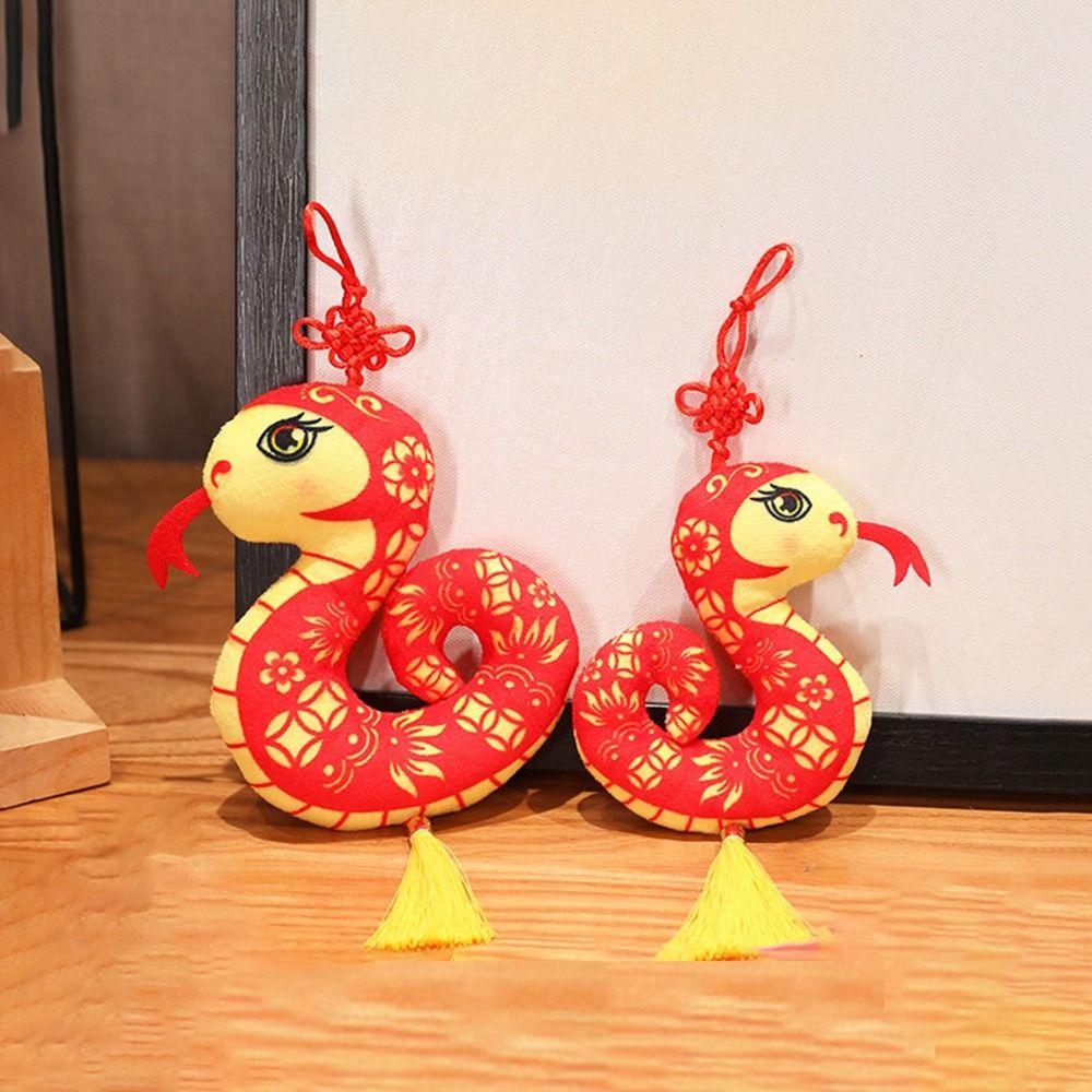 Cartoon Snake Dolls Pendant Stuffed Snake Mascot Doll Paper-cut Zodiac Snake Pendant  Students