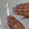 Nova manicure europeia e americana 3D tridimensional Spice Girl flor de glitter francesa pérola armadura quadrada longa para usar