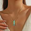 Bohemian Style Green Turquoise Pendant Necklace - High-End Natural Stone Jewelry