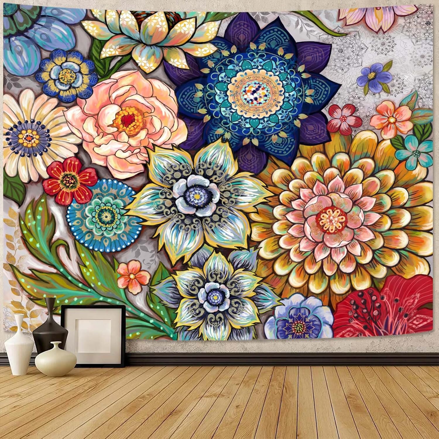 Neasov tapestry colorful floral bright wall 75x100