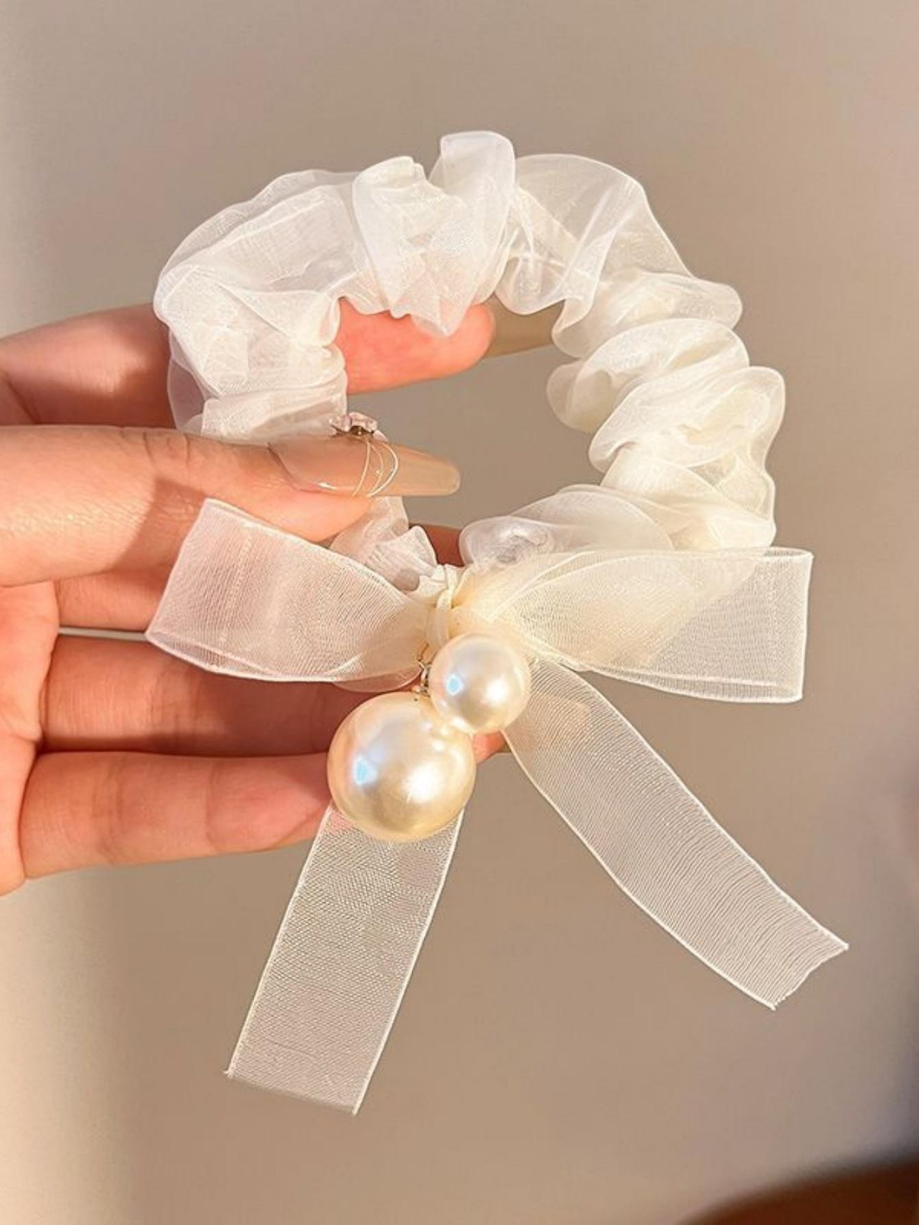 

1 шт. Белая лента Лента Резинка для волос Женская Корейская Двойной хвостик Маленькая Свежая Головная веревка Темперамент Завязка для волос Кожаная резинка H