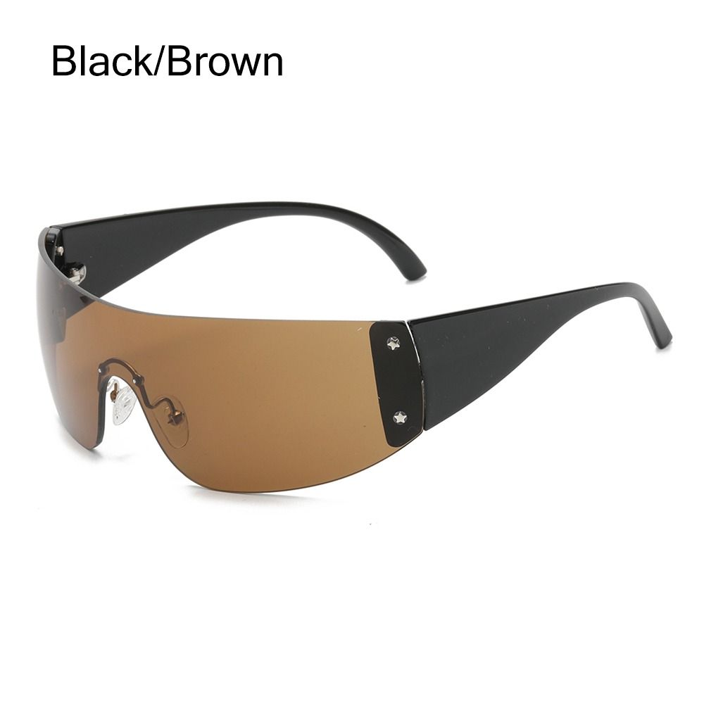 1pc Women Men Punk Y2K Sunglasses Trendy Rimless Star One Piece Goggles Oversized Wrap Around Shades 2000's Eyewear UV400