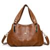 Vintage Soft Leather Handbag Women's Commuter Multi-Layer Large Capacity Shoulder Crossbody Bag