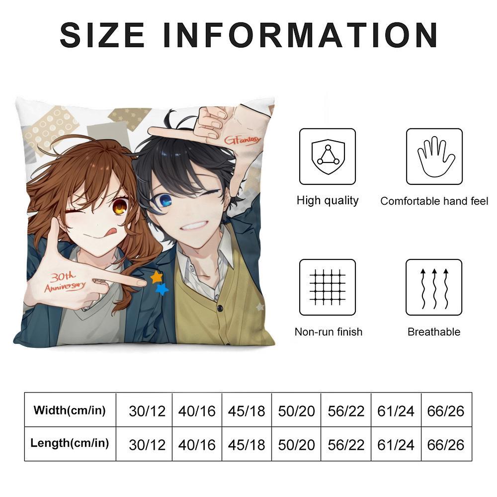 Cartoon H-Horimiya Anime Cushion Cover Soft Plush Double-Sided Printed Sofa Pillow Cushion Cover | All-Season Durable Decor Gift