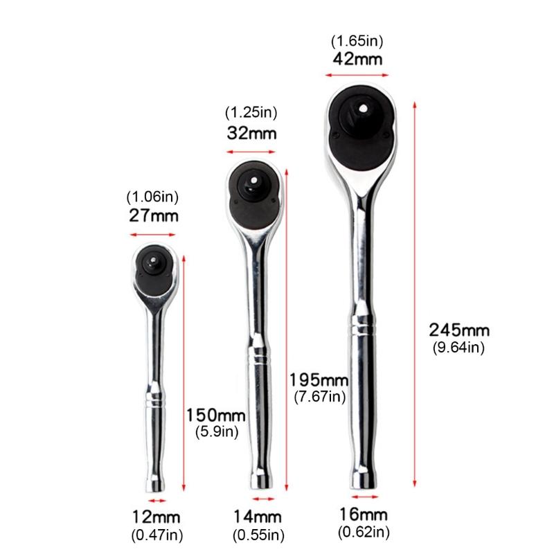 3Pcs Professional Ratcheting Wrench Tool 1/2 3/8 1/4 Inch Perfect For Mechanics And Home Improvement Tasks