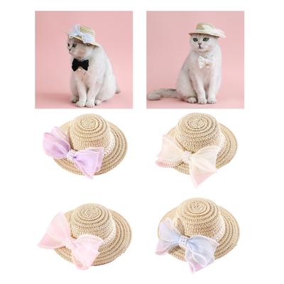 Malý slaměný klobouk pro domácí mazlíčky Jaro Léto Kempování Fotografování Psi Slaměný klobouk Elegantní styl Venkovní sluneční klobouk pro psy a kočky