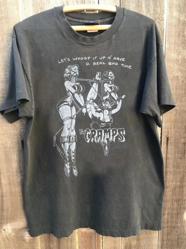 

1986 The Cramps Date With Elvis Tour Ремейк Угольно-серый Футболка vtg Мужская Женская Унисекс Футболка XL