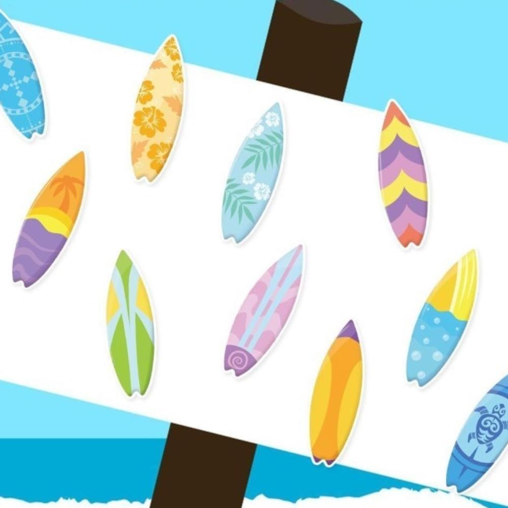 60 Stück Sommer-Thema Hawaiianische Surfbrett-Aufkleber Wasserdicht Strandparty-Dekoration Poolparty