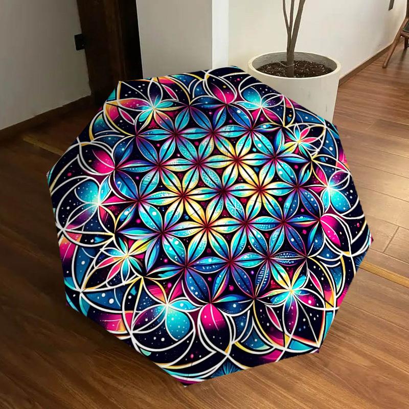 

1pc Sacred Geometry Automatic Open/Close Umbrella, Folding Compact Umbrella with Lightweight Design for Women/Men yy251011076