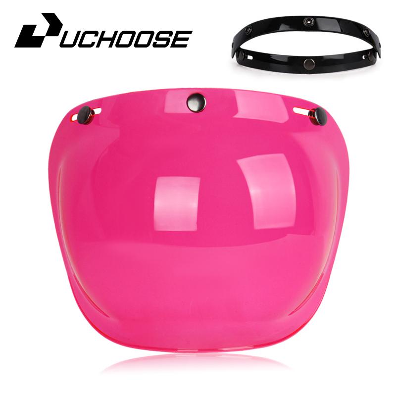 Authentic Bubble Mirror Motorcycle Helmet Three Button Type Retro Style Helmet Lenses Bubble Shield Visors Helmet Accessories