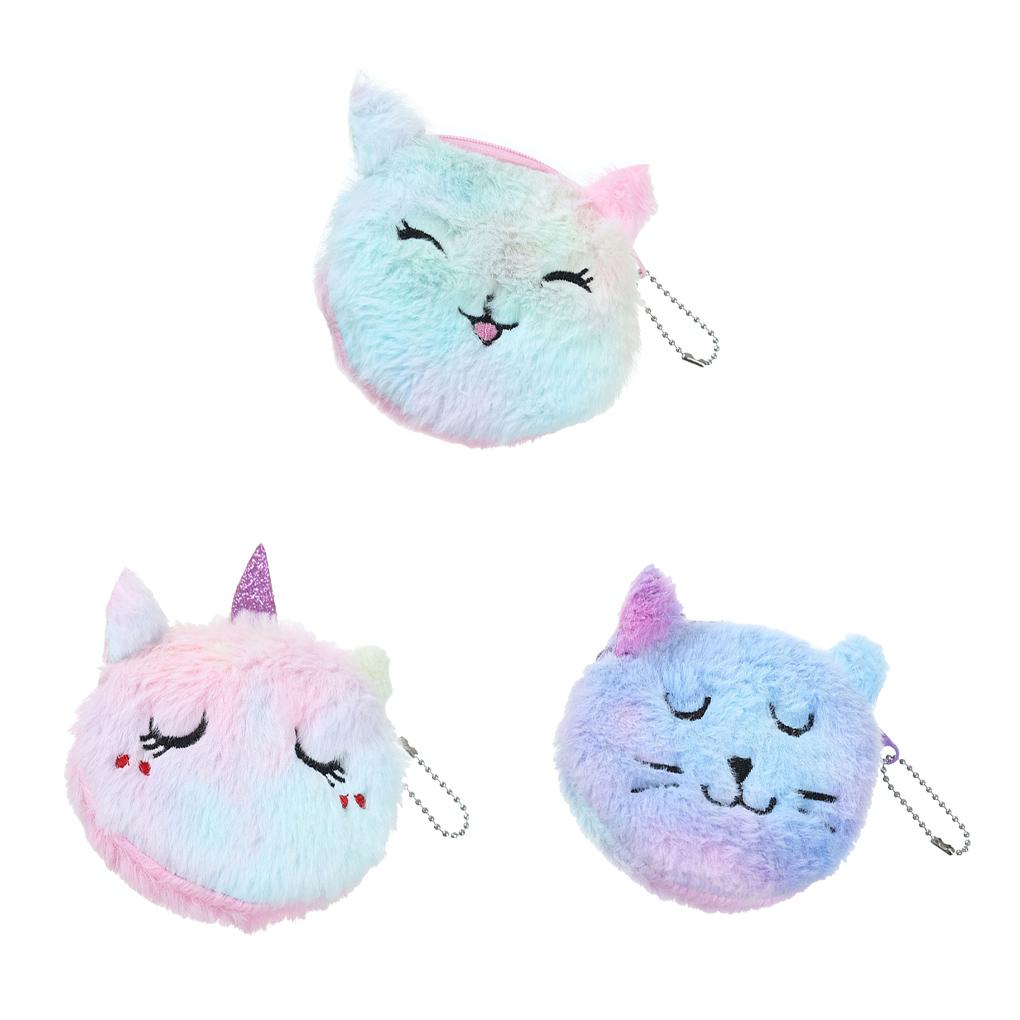 Plush Cartoon Wallet Small Cash Card Bag Party Favors Storage Zipper Purse Handbag Organizer Travel