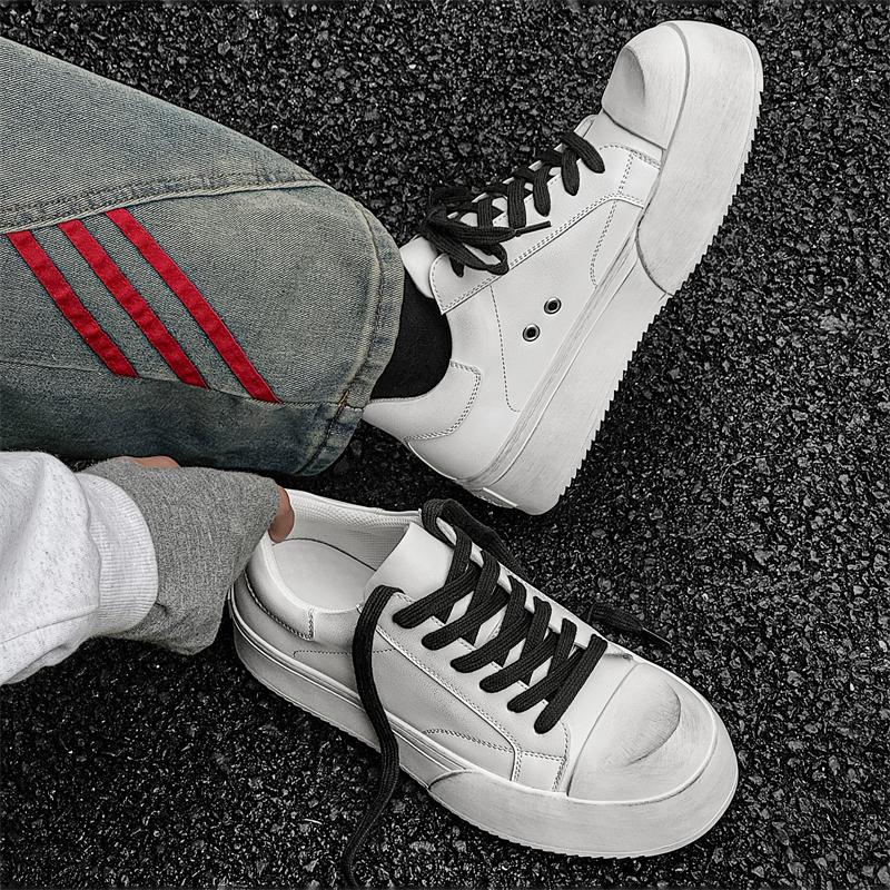 Fashion Hot Sale Men's Casual Shoes Young Thick Sole Heightened Walking Derby Shoes Lace-up Comfortable Outdoor Non-Slip Flats Shoes