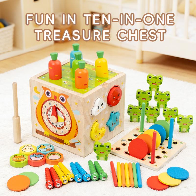 Montessori Baby Puzzle Busy Multifunctional Intelligence Box rainbow Piano Gear Winding Beads Shape Cognitive Wooden Toys