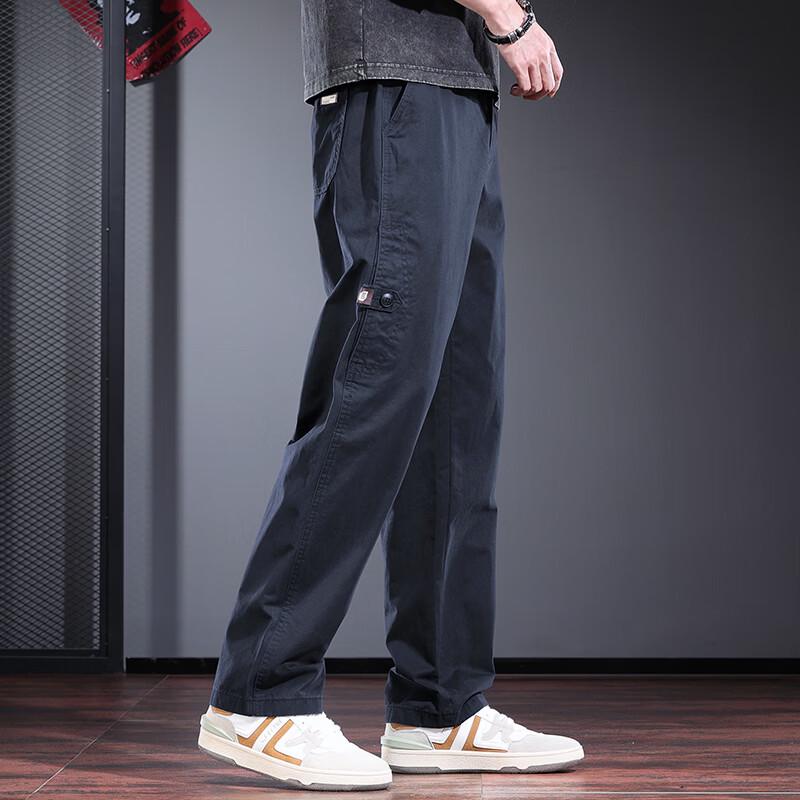 JIELEINUO Men's Relaxed Fit Straight-Leg Cotton Casual Pants