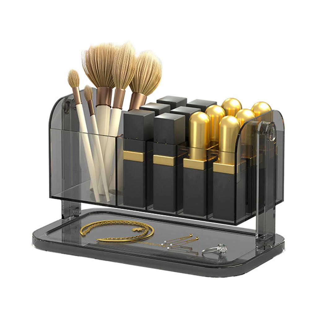 Portable Plastic Lipsticks Shelf with Compartments Desktop Transparent Cosmetic Lipsticks Organizer