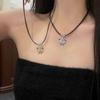 Y2K Vintage Butterfly Pendant Choker  Personality Pu Leather Rope Necklace Jewelry Gifts