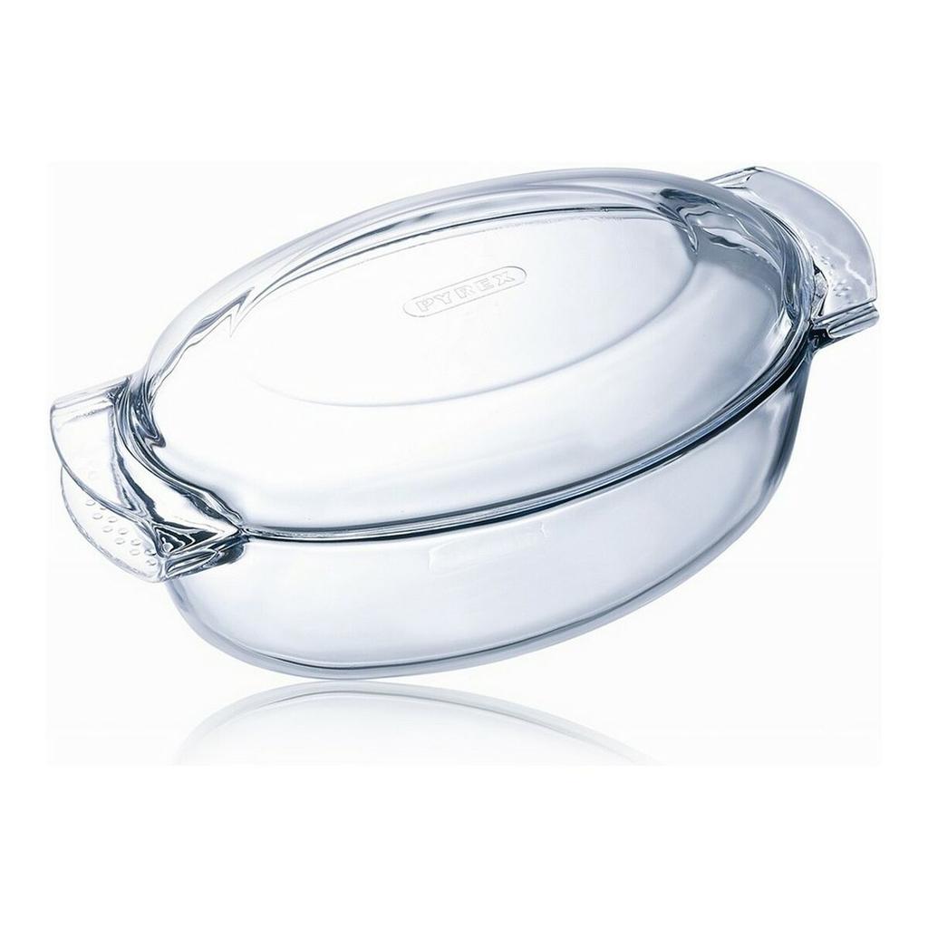 Pyrex 460a000 Auflaufform Oval 5,8L Glas mit Deckel Transparent