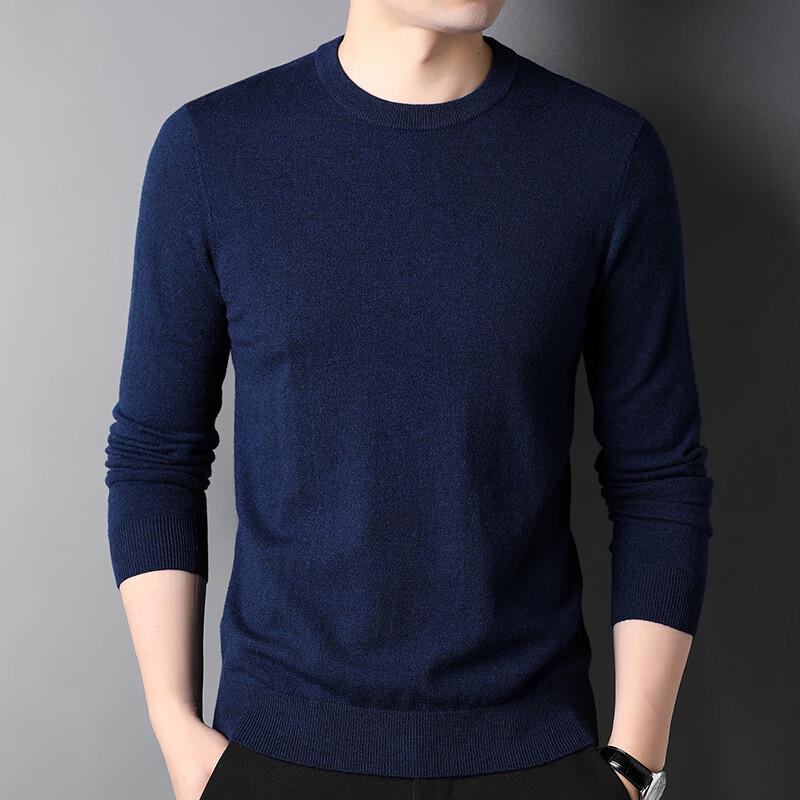 Hengyuanxiang Men s Thin 100% Pure Wool Crew Neck Sweater 2XL 185/100A