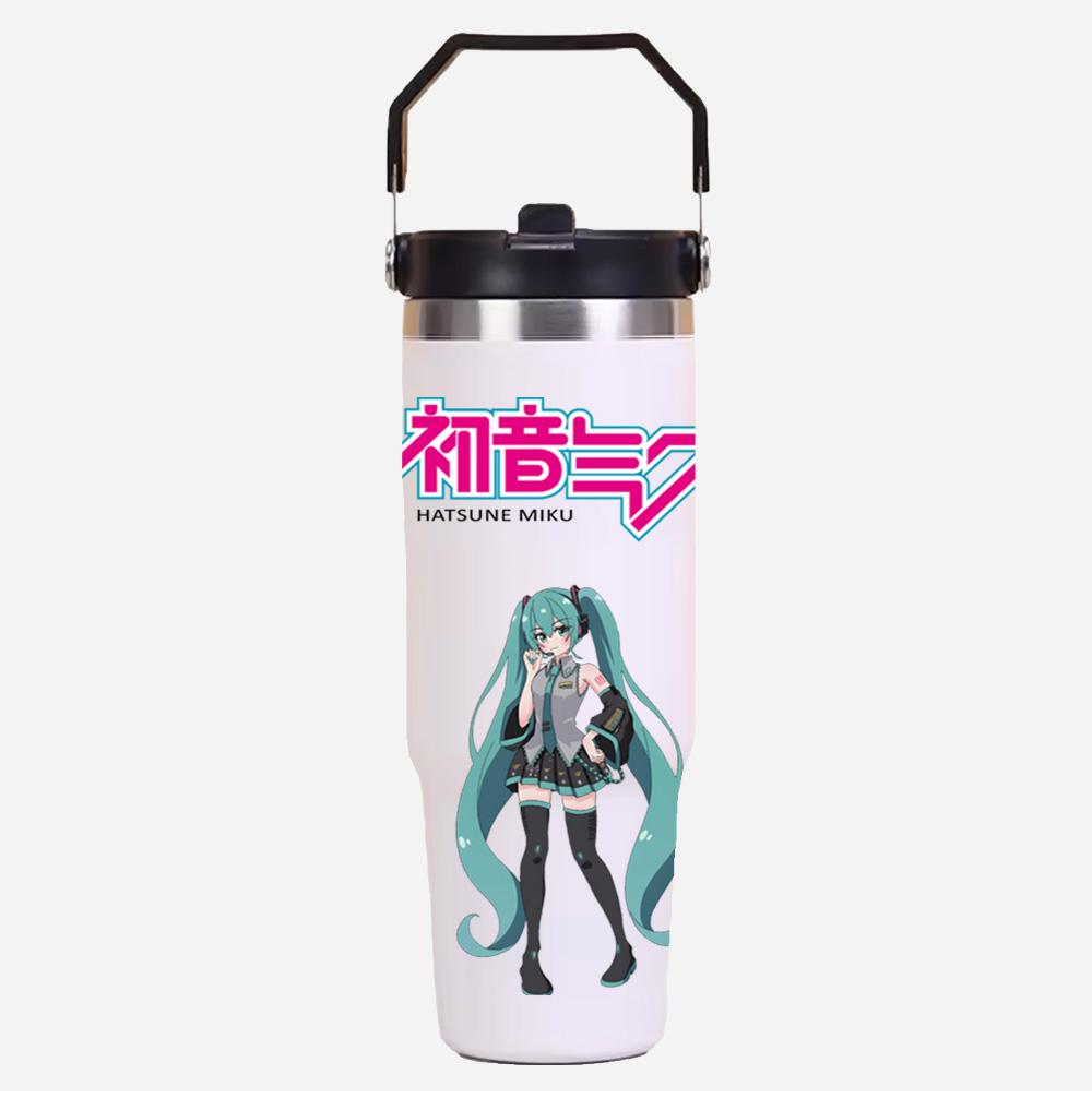 Tazza termica in acciaio inossidabile da 30 oz, stampa Anime Hatsune Miku, colore solido semplice, tazza per acqua, isolamento termico, tazza fredda per ghiaccio, regalo per bambini