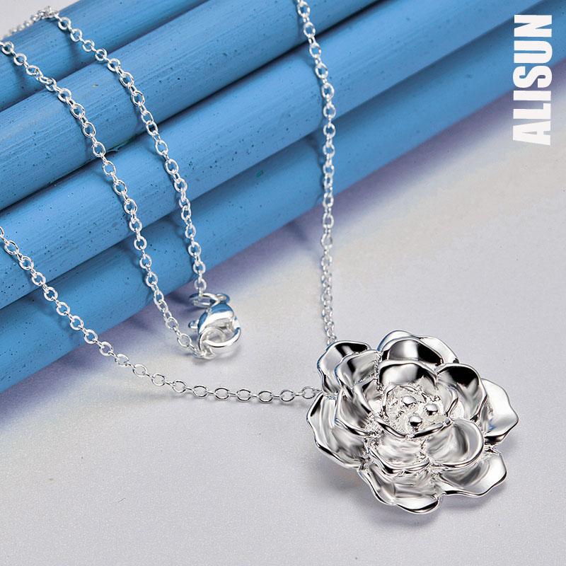 925 Sterling sølv Rose anheng halskjede fasjonable bryllup smykker