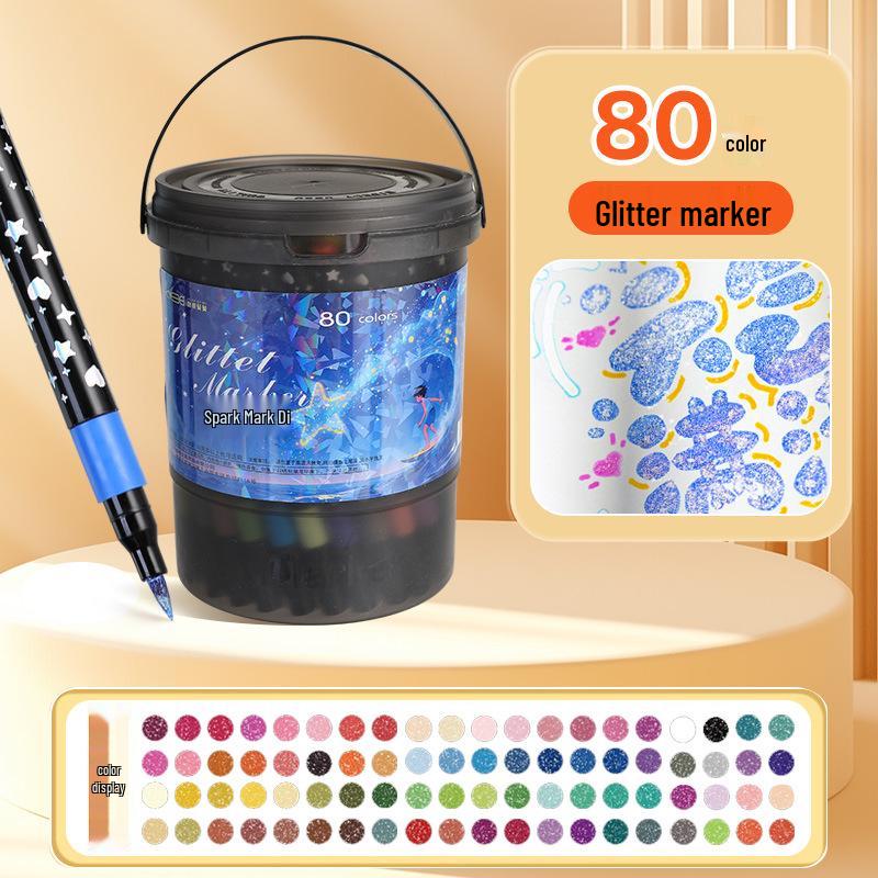 Double-Headed Glitter Marker Fluorescent Pen for Art, DIY, and Dual-Color Notes