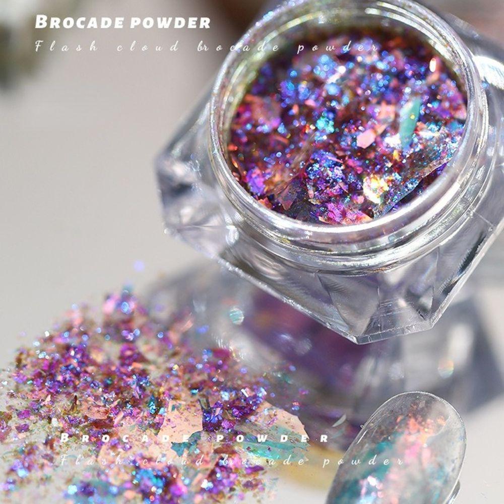 

Голографическая маникюрная пудра для украшения ногтей, блестящая пудра для дизайна ногтей, парчовая пудра для ногтей