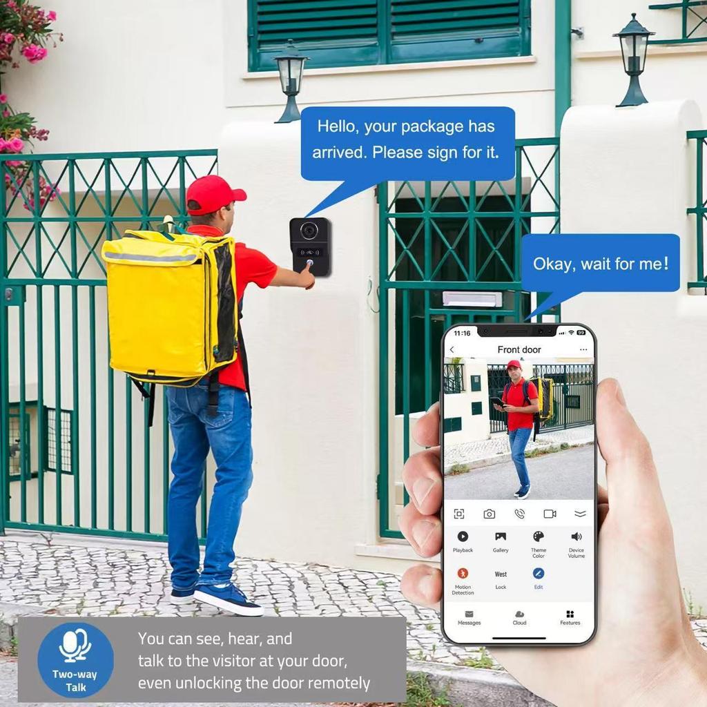 Tuya Smart WiFi Doorbell with Central Control Screen and Video Intercom Function