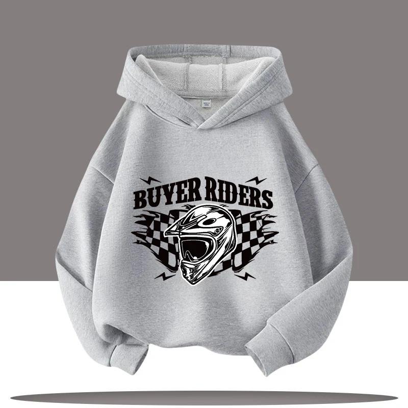 Style Boys Sport Shirt Retro Car Kids' Hooded Shirt Cartoon Print Girls' Casual Top Autumn Winter Clothing