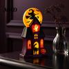 Outdoor Halloween Yard Displays Haunted House Blow Mold Light, Vintage Pre-Lit Mansion Decor with Glowing Witch Spooky Atmosphere Party Lights