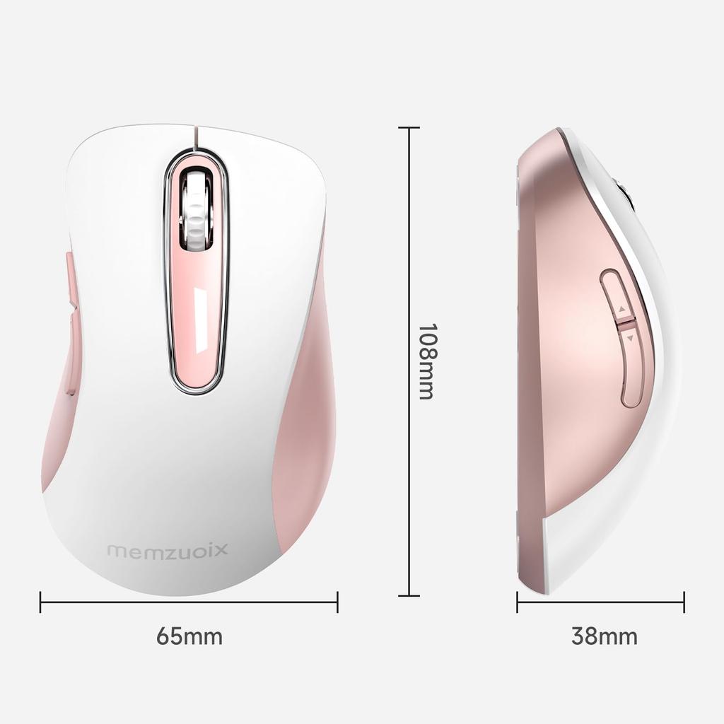 Memzuoix Wireless Mouse, 2.4GHz, Ergonomic Design, Long-Term Use, Fatigue-Free, 1400DPI High-Precision Optical Tracking, USB Receiver Included, 5 Butt