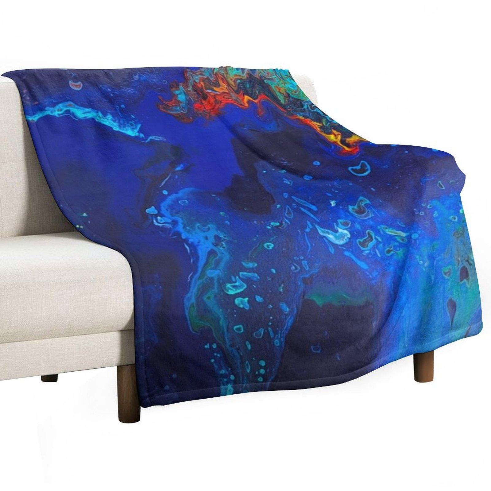

Beach Fantasy Acrylic Pouring in Blue Throw Blanket Sofa Throw manga Sofa Quilt Polar Blankets 30x40in