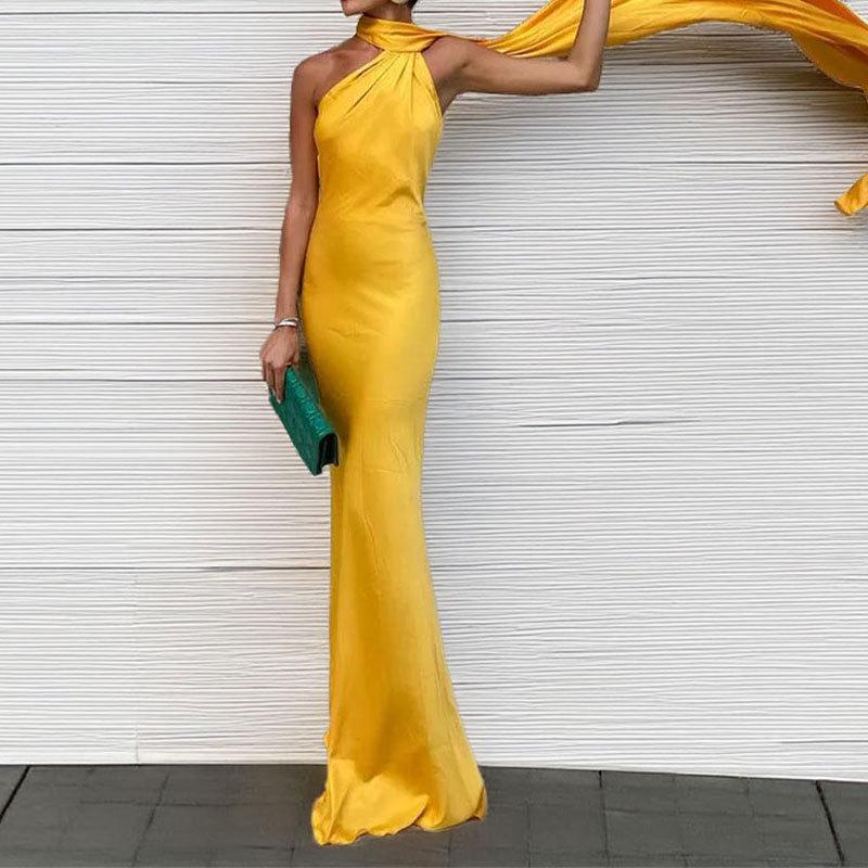 Robe dos nu unie Printemps-Été Européenne et Américaine pour Femmes