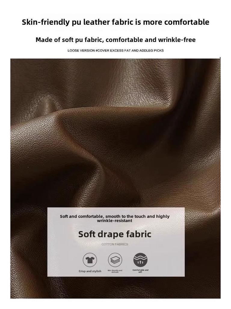 Short large taille haute en cuir PU automne/hiver 2023 – Style décontracté coréen