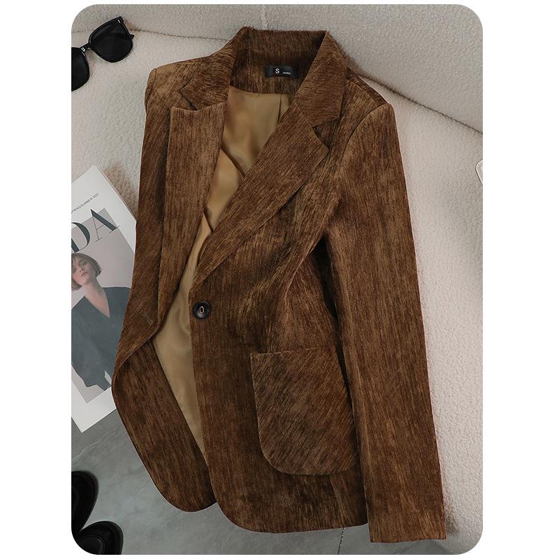 

Женский твидовый пиджак Zihong из черного золотого бархата - Коллекция Осень/Зима 2024 Large