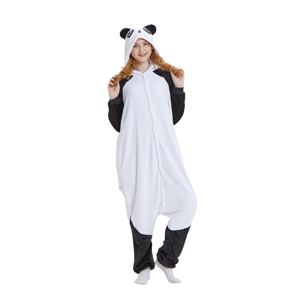 Women Flannel Cartoon Animal One-Piece Pajamas  Keep Warm Pajamas