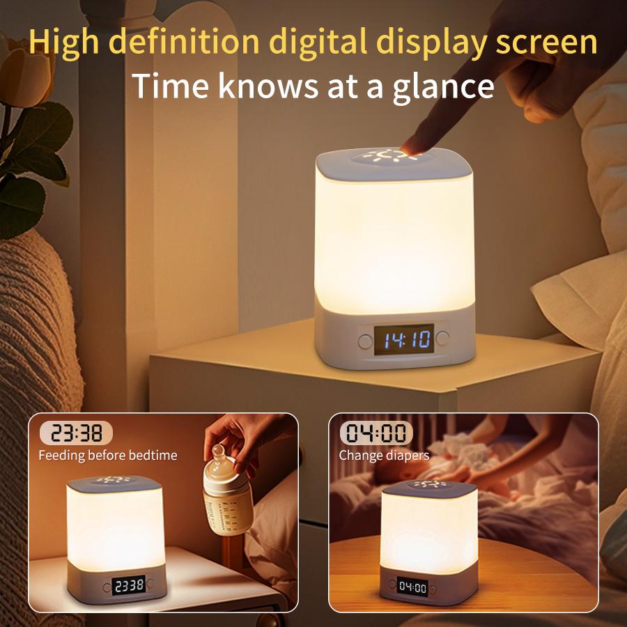 LED Desk Lamp Rechargeable Bedroom Reading Light With Clock Baby's Room Bedside Lamps Touch Dimmable Night Light For Kids Gift