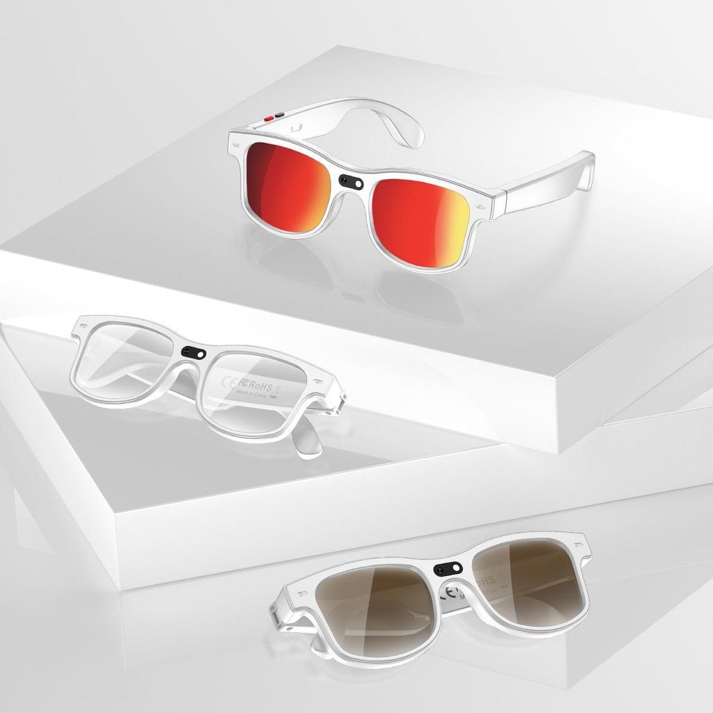 AIMB-G3 Inteligentne Okulary AI Połączenie Bluetooth Kamera Wideo Soczewki Zmieniające Kolor Blokujące Niebieskie Światło Inteligentne Okulary Moda Proste Okulary do Fotografii Ulicznej