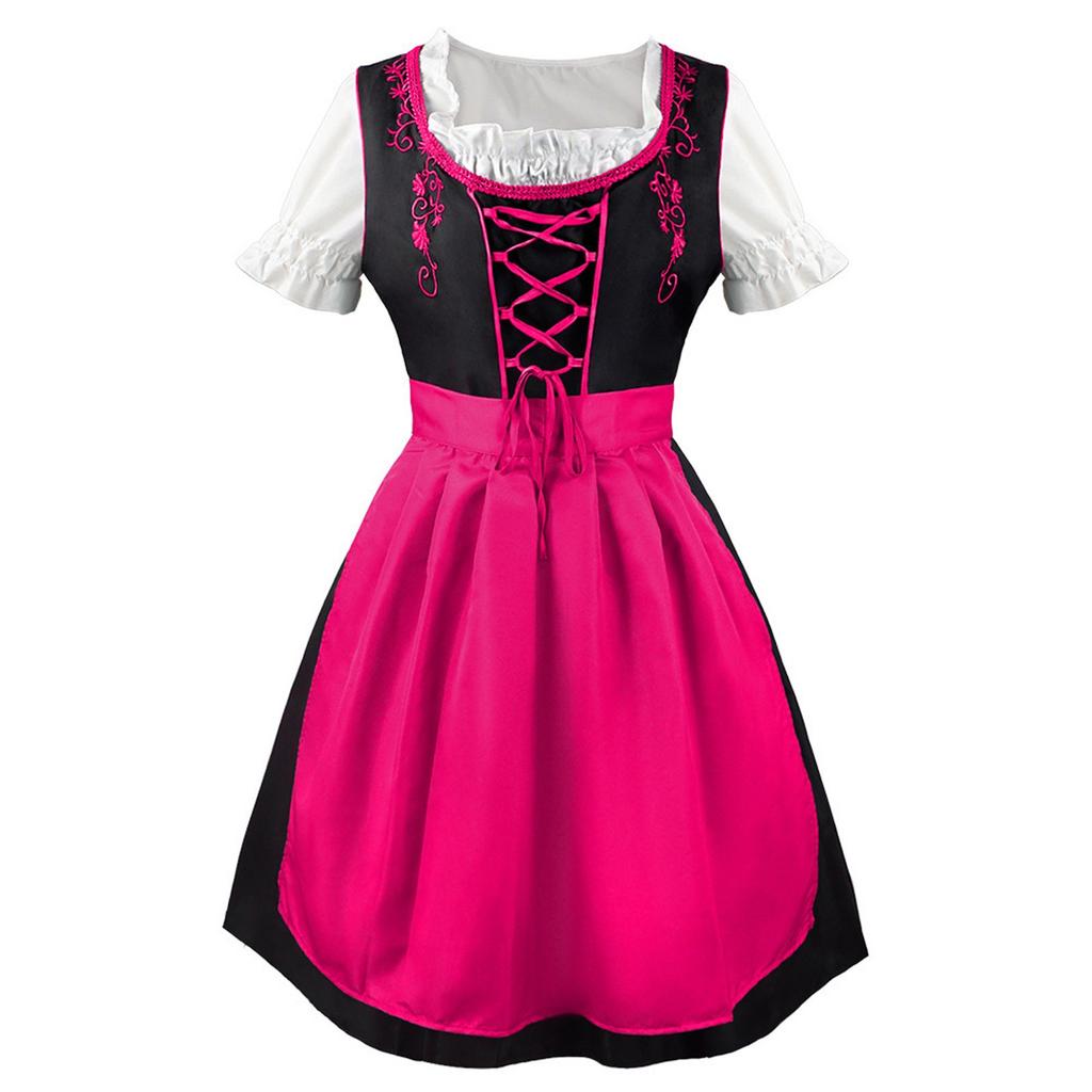 Beer Festival Costume, Women's Performance Costume, Floral Print Square Neck Dress
