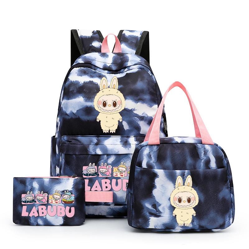 3Pcs/set  Printed Backpack with Lunch Bag Pencil Case Boy Girl Knapsack Teenage Student Large Capacity Colorful Bookbag