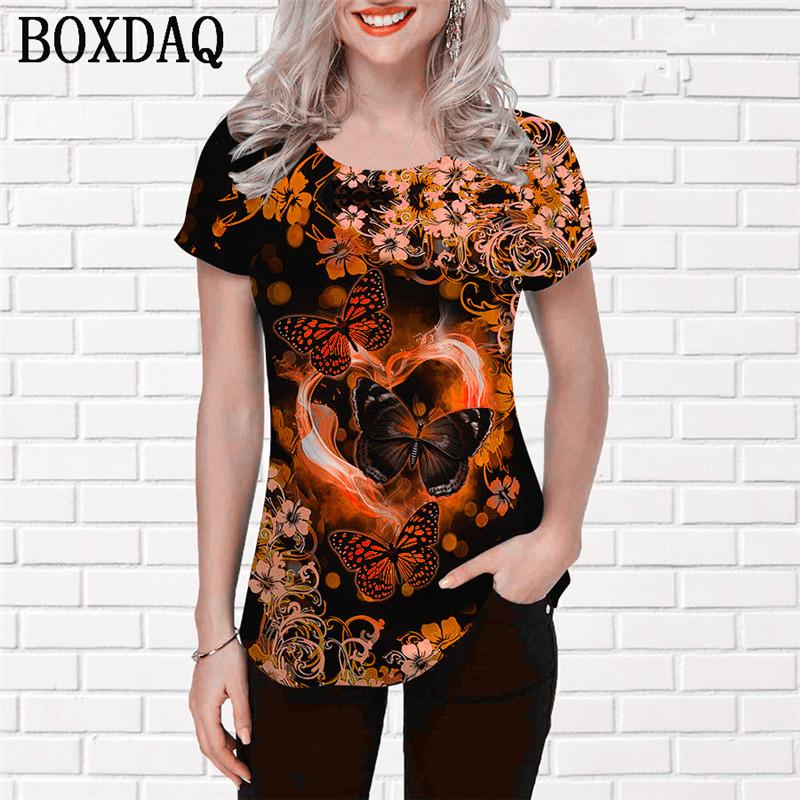 

Fashion Butterfly Pattern Women T-Shirts Short Sleeve 3d Print Street Gradient Lady Pullovers T Shirt Classic O-Neck Casual Tops 6XL